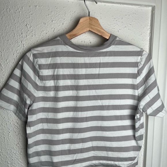 Simons Striped Gray and White Women's T-Shirt - Picture 3 of 4